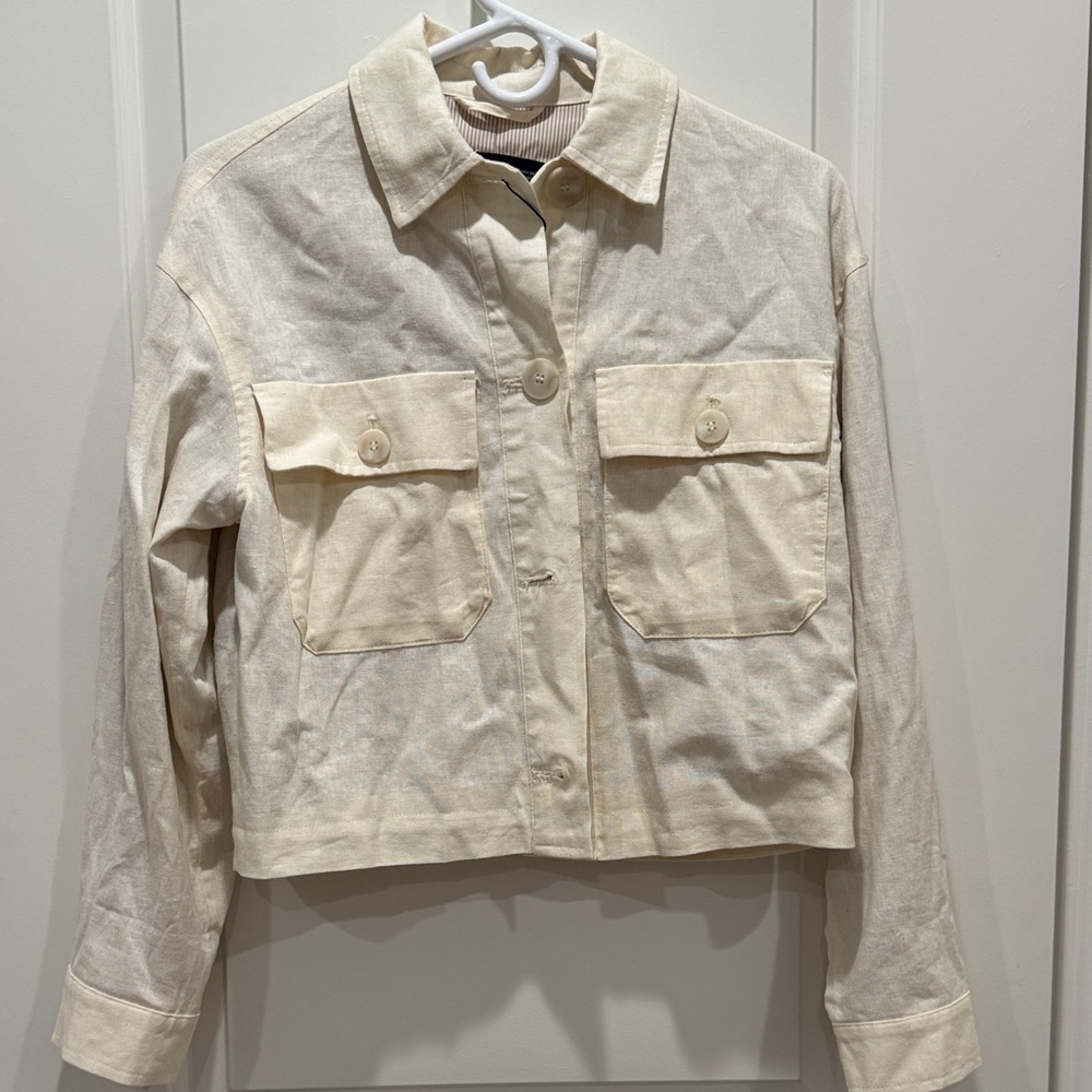 Zara Cream Women's Cropped Jacket